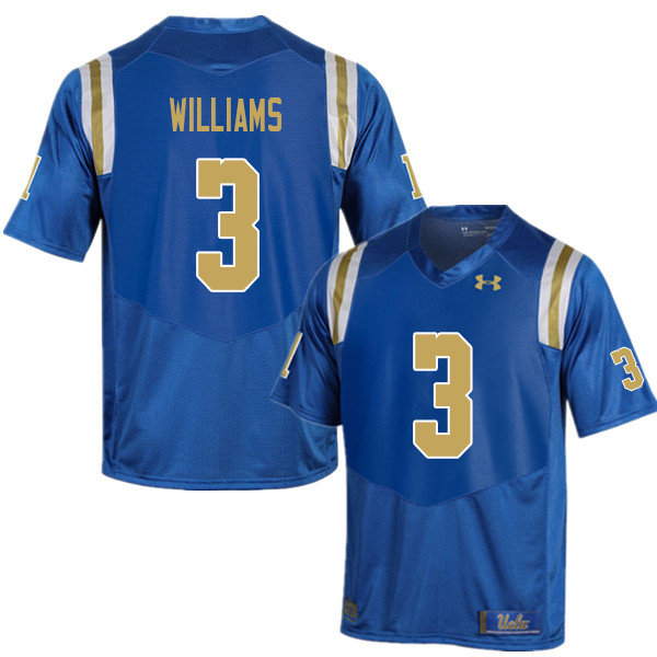 Men #3 Rayshad Williams UCLA Bruins College Football Jerseys Sale-Blue